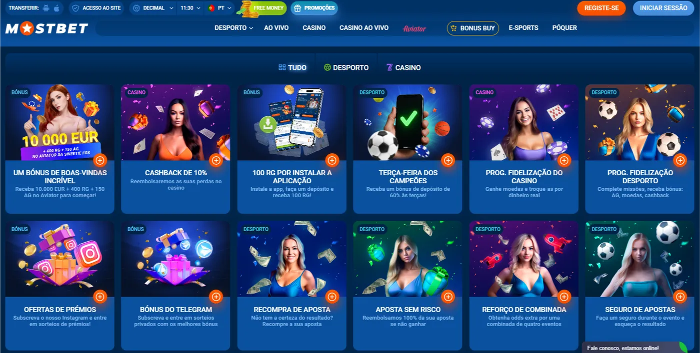 Bónus e promoções disponíveis no MostBet PT